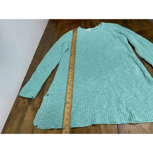Eileen Fisher Dress Women's Small Green Knit Organic Linen Blend Long Sleeve - Picture 3 of 7